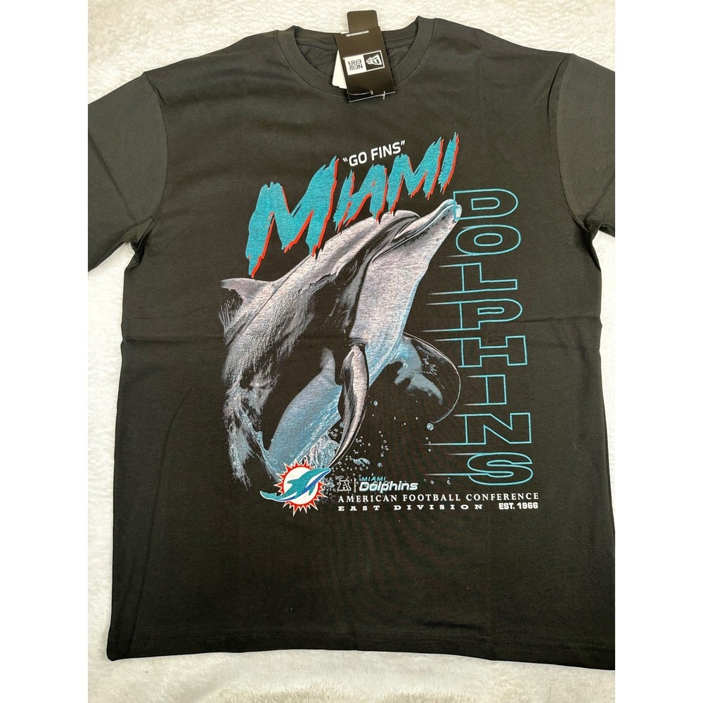 New Era Miami Dolphins Go Fins Graphic T-Shirt Mens XL Black NFL Tee NWT